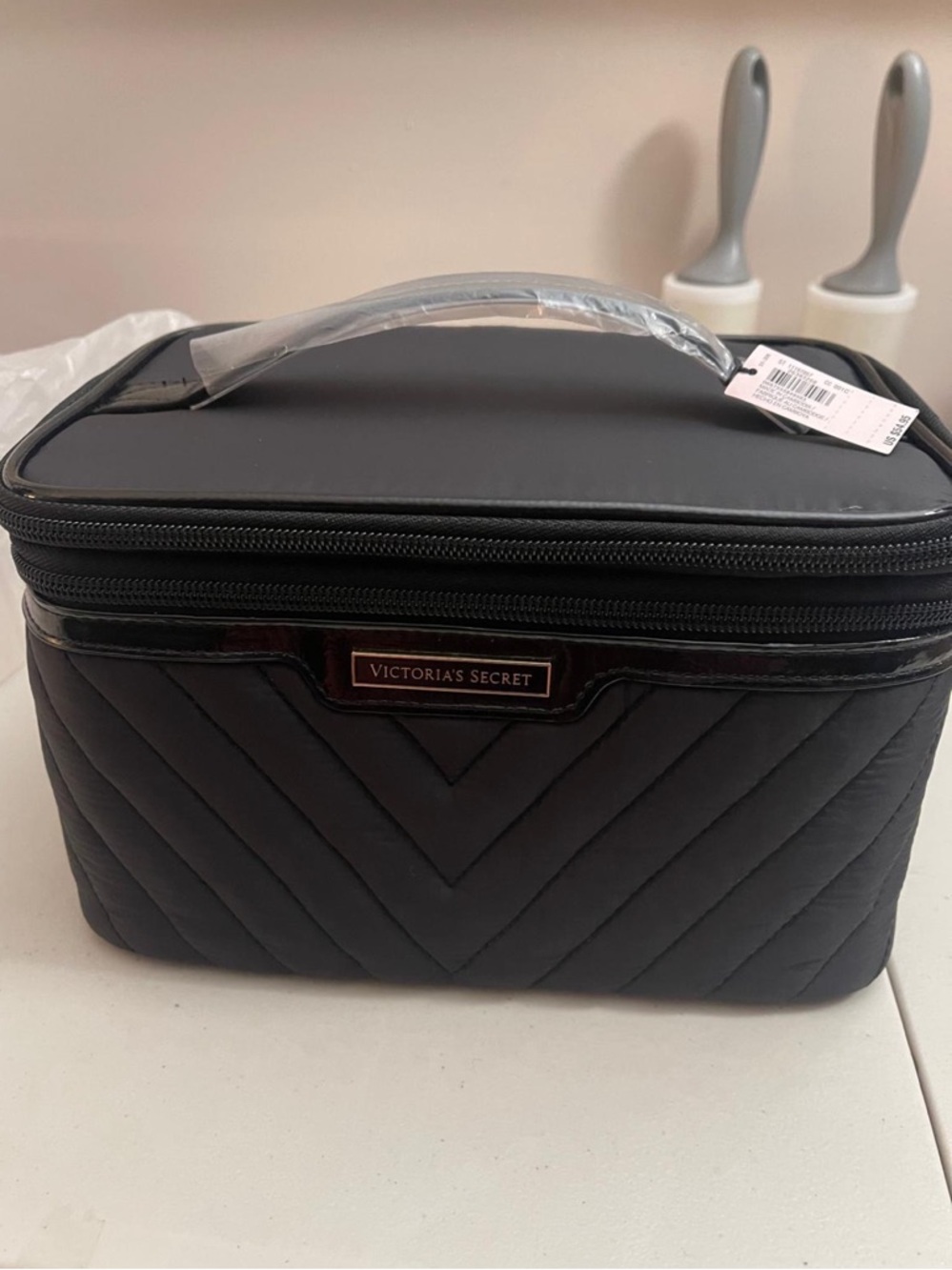 Victoria's Secret Black Quilted Travel Makeup Train Case